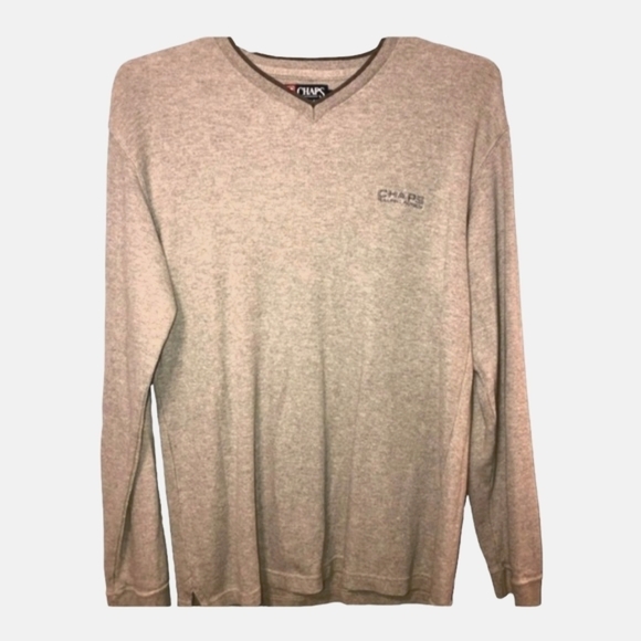 Chaps Ralph Lauren size large gray v neck sweater - Picture 1 of 10